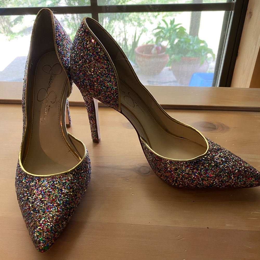 Jessica Simpson glitter pumps